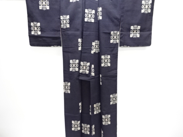  大正ロマン　幾何学模様織り出しお召着物